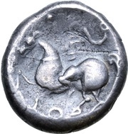 Tetradrachm Baumreiter Type, Verwilderten Group, Central and Eastern Europe (ancient), 300 BC - 201 BC reverse image