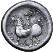 Tetradrachm Baumreiter Type, Verwilderten Group, Central and Eastern Europe (ancient), 300 BC - 201 BC reverse image
