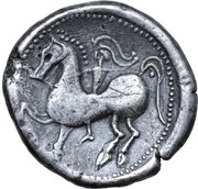 Tetradrachm Apollokopf-Helmschweifreiter Type, Central and Eastern Europe (ancient), 300 BC - 201 BC reverse image