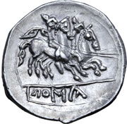 Denarius Imitation of Roman Republic Denarius, Central and Eastern Europe (ancient), 200 BC - 101 BC reverse image