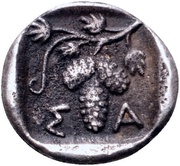 Diobol - Saratokos Type I; Σ-Α, Central and Eastern Europe (ancient), 407 BC - 369 BC reverse image