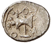 Diobol - Metokos Vine branch on reverse, Central and Eastern Europe (ancient), 405 BC - 391 BC reverse image
