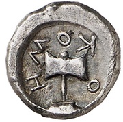 Diobol - Metokos Retrograde legend, Central and Eastern Europe (ancient), 405 BC - 391 BC reverse image