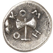 Diobol - Metokos Head facing left, Central and Eastern Europe (ancient), 405 BC - 391 BC reverse image