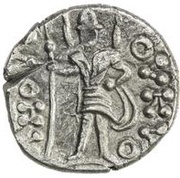 1 Obol - Hyrcodes Bukhara Sogd; with distorted Greek legend reverse image