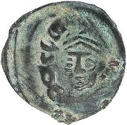 Unknown Æ Bukhara Sogd; facing left wearing cap; with tamgha obverse image