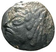Unknown Æ - Anonymous Kangju; 3rd period; facing left; retrograde tamgha; with two dots obverse image