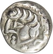 1 Obol Antiochos imitation; Samarqand; stylized archer; bow to the right obverse image