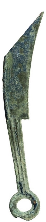 Pointed-tip knife With ideograms; half-unit reverse image