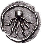 Silver 1 As Octopus series: six tentacles obverse image