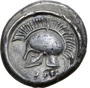 Silver 5 Asses Corinthian helmet series obverse image