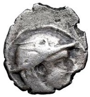 Silver 5 Asses Turms series III: facing right; legend obverse image
