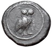 Silver 5 Asses Owl series I: facing right obverse image