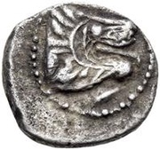 Silver 5 Asses Lion's head series II: facing right obverse image