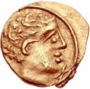 Gold 10 Asses Male head series III: facing right; value right obverse image