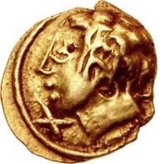Gold 10 Asses Male head series III: facing left obverse image