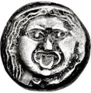 Silver 20 Asses Gorgoneion series II: kerykeia obverse image