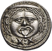 Silver 20 Asses Gorgoneion series II: blank obverse image