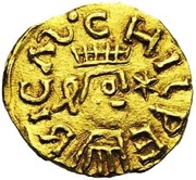 Tremissis - Chilperic I Vermand mint obverse image