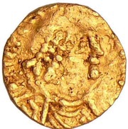 Pseudo-imperial tremissis in the name of Justin II obverse image