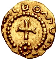 Tremissis - Moneyer Dacoaldus Lieusaint mint, Frankish Kingdoms, 600-670 reverse image