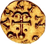 Tremissis - Moneyer Paulinus Ailirubrias, Frankish Kingdoms, 620-640 reverse image