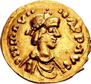 Pseudo-imperial Solidus in the name of Maurice Tiberius Marseille mint obverse image