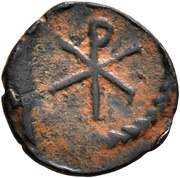 Nummus at christogram - Theudebert I Marseille mint reverse image