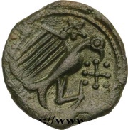 Bronze with eagle and cross, Gaul, 100 BC - 1 BC reverse image