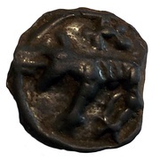 Potin with diabolical head and wolf reverse image