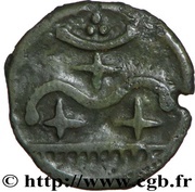 Potin with crosslets, hairstyle with globules reverse image