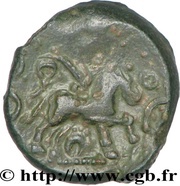 Bronze with helmeted head and horse, Gaul, 60 BC - 50 BC reverse image