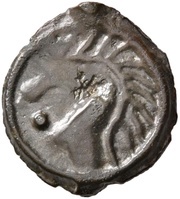 Potin with Indian head on the left and horse obverse image