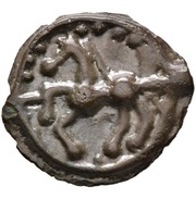 Potin with Indian head on the left and horse reverse image
