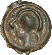 Potin with helmeted head and rosette obverse image