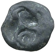 Potin with helmeted head and ringlet reverse image