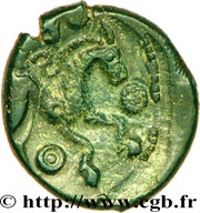Bronze with horse and head with calamistered hair, Gaul, 60 BC - 40 BC reverse image