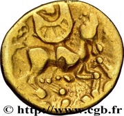 ¼ Gold Stater with crescent, Gaul, 80 BC - 50 BC reverse image