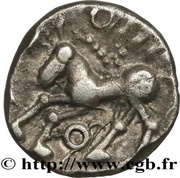 Denier with eagle in the shape of an amphora, Gaul, 60 BC - 50 BC reverse image