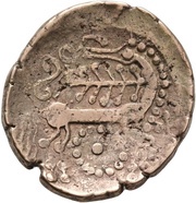 Stater with horse turning head, Gaul, 150 BC - 80 BC reverse image