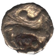 ¼ Gold Stater with circular segments and horse right, Gaul, 80 BC - 50 BC reverse image