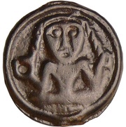 Potin with character seated in front obverse image