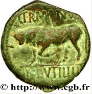 Bronze with cornupete bull GERMANVS INDVTILLI, Gaul, 20 BC - 10 BC reverse image