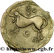 Bronze with janiform head Class II, Gaul, 50 BC - 40 BC reverse image