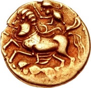 ¼ Gold Stater with anthropomorphic horse and winged figure, Gaul, 100 BC - 50 BC reverse image