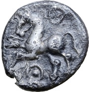 Denier with helmeted head, Gaul, 80 BC - 50 BC reverse image