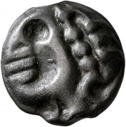 Potin with hippocampus, head with balled hair obverse image