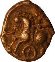 Quinarius with crosslet and rowel, Gaul, 80 BC - 50 BC reverse image