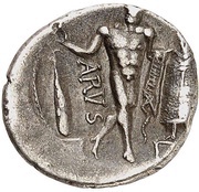 Silver Quinarius, Gaul, 75 BC - 35 BC reverse image