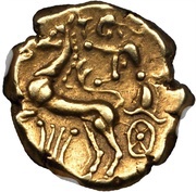 Stater Charioteer facing left; lyre, Gaul, 150 BC - 60 BC reverse image
